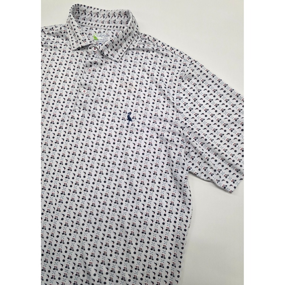 Tailor Byrd White Stretch Dry Cool Golf Cart Clubs Polo Shirt Men's - XL